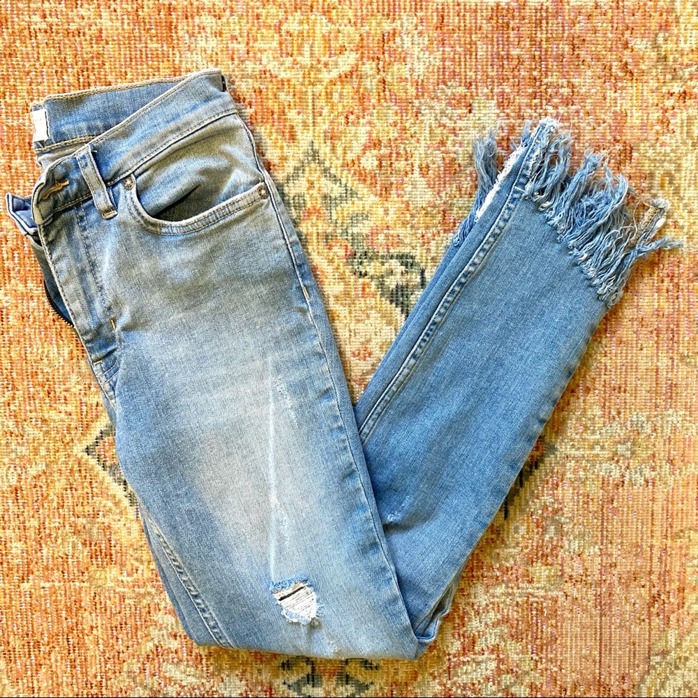 Free People Great Heights Frayed Skinny Jeans